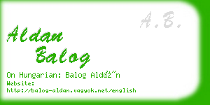 aldan balog business card